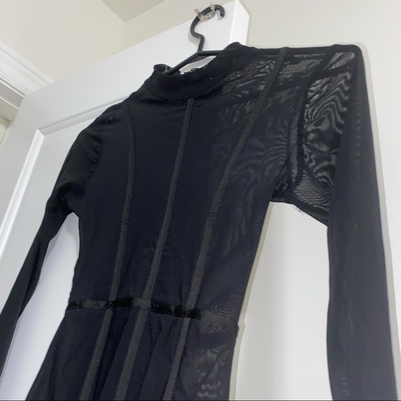 Black See-Through Long-Sleeve Body Suit - Picture 11 of 12